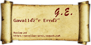 Gavallér Ernő névjegykártya
